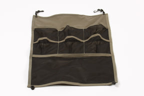 Khaki organizer with multiple pockets, ideal for storage and easy access to essentials.