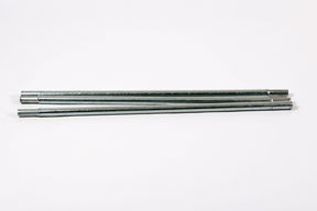 Set of three durable zinc-coated metal poles, designed for outdoor use and easy assembly.