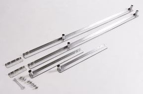 Galvanized steel mounting rails and hardware set for durable installation, featuring multiple lengths and fittings.