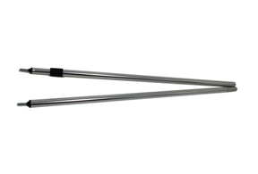 Adjustable aluminum tent poles, silver color, lightweight and durable for outdoor use.