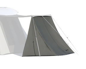 Gray camping tent canopy, durable waterproof material, easy setup with adjustable poles for outdoor adventures.