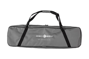 Gray trundle bag by Disc-O-Bed, durable material with sturdy handles for easy transport and storage.