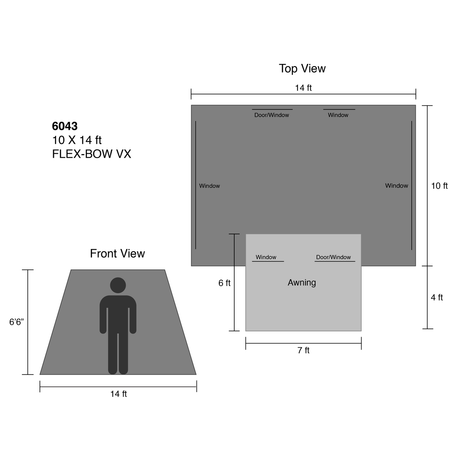 FLEX-BOW VX tent, 10x14 ft, features windows and door, ideal for outdoor events.