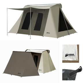 Kodiak Canvas tent in beige with durable fabric and roomy design, perfect for camping adventures.