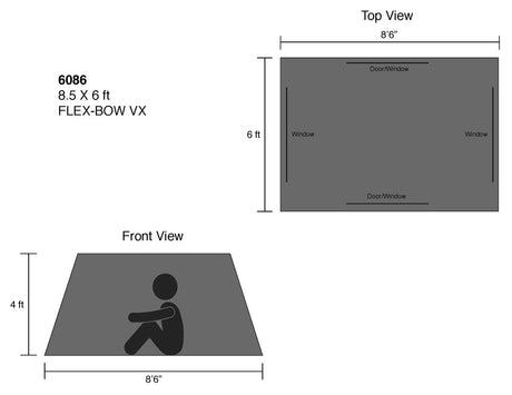 FLEX-BOW VX tent, 8.5x6 ft, featuring windows and doors for optimal ventilation.