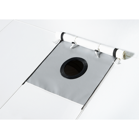 Gray waterproof storage bag with circular opening, perfect for outdoor activities and camping gear organization.