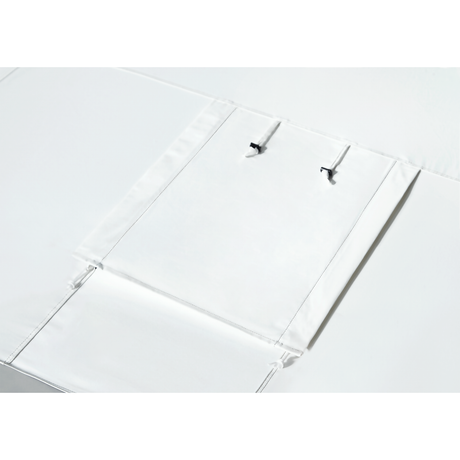 White waterproof storage bag with adjustable toggles for easy securing, ideal for outdoor use.