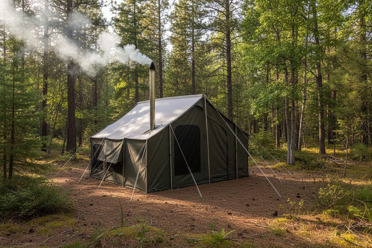 large canvas tent with stove 12x12 Cabin Lodge Camping Canvas Tent (SR) by Kodiak Canvas
