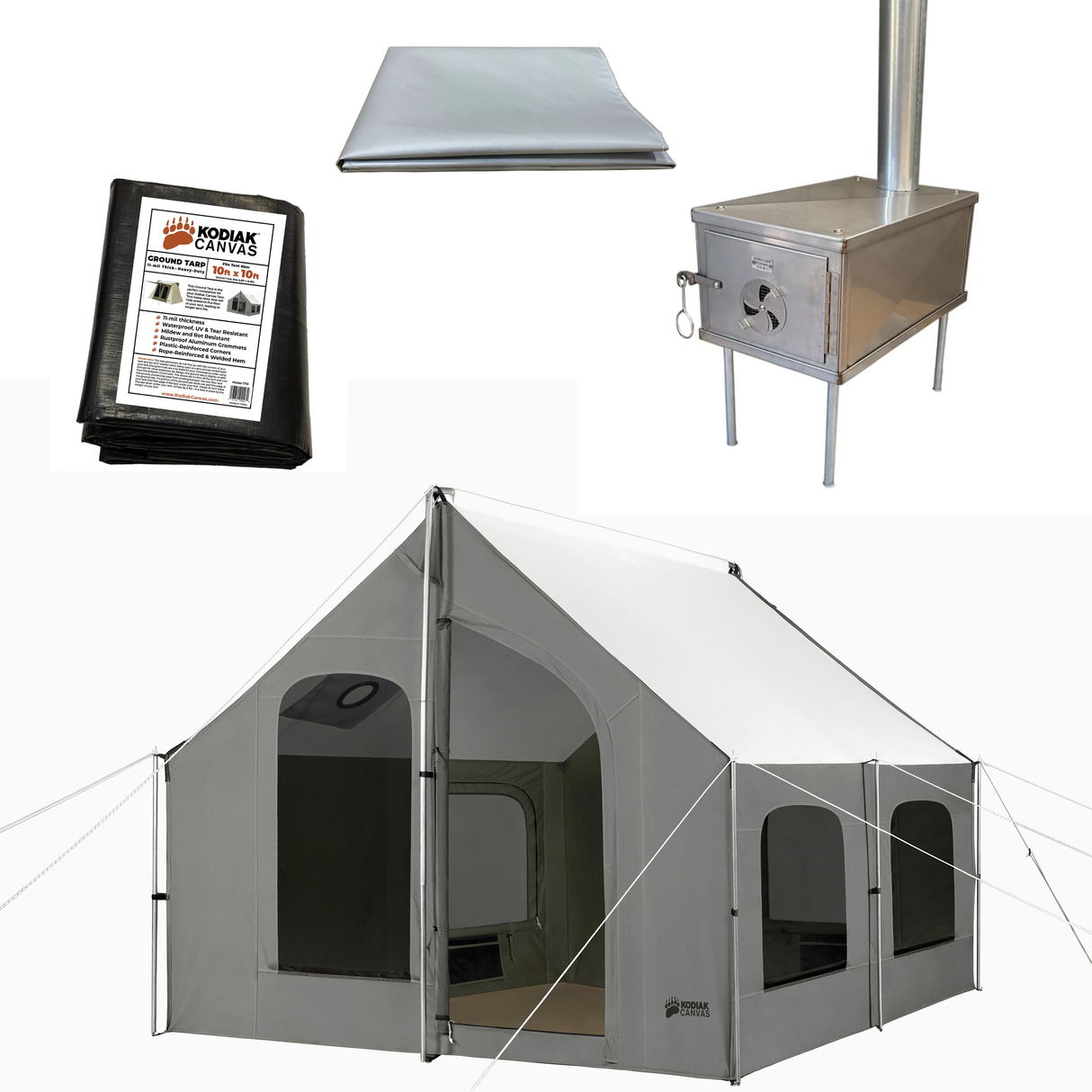 10x10 Cabin Lodge and Panel-Lock Stove Bundle