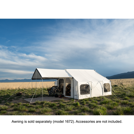 glamping tent side view large cabin style canvas tent with windows