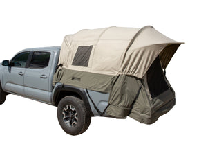Kodiak Canvas Truck Bed Tent, beige and olive, durable canvas, fits securely on truck beds, ideal for camping.