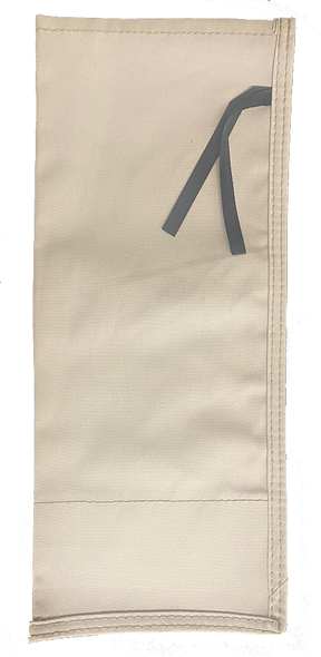 Beige canvas pouch with gray tie, ideal for storing tools or accessories.